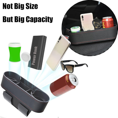 IOKONE Car Cup Holder, Auto Cup Drink Holders，Multifunctional Auto Front Seat Organizer with PU Leather Cover, Gap Filler Storage Box Coin Bucket Console Side Pocket Cell Mobile Phone Holder (Black)