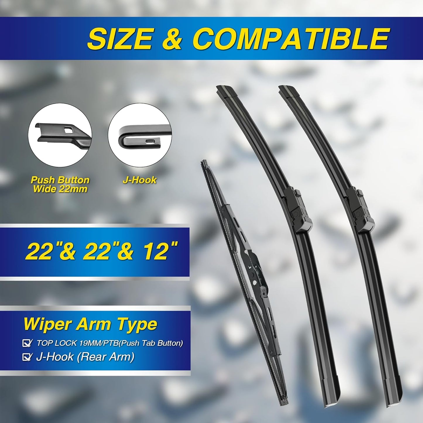 5 PLUS® Silicone Windshield Wipers Replacement for 2007-2014 Ford edge, 2007-2015 Lincoln MKX Wiper Blades(Set of 3),Automotive Replacement Windshield Wiper Blades For My Car-26"/20"/14" - Colors B
