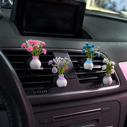 Set of 4 Cute Flower Bouquet Car Air Freshener Vent Clips, Mini Artificial Flowers for Car Air Vent Decoration, Auto Interior Dashboard Ornament Accessories