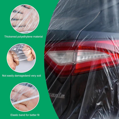 4 Pack Universal Disposable Car Covers - Waterproof Plastic Car Cover for Automobiles - Universal Vehicle Cover with Elastic Band for Sedan Outdoor Snow Rain Weather, (Size L 4Pack)