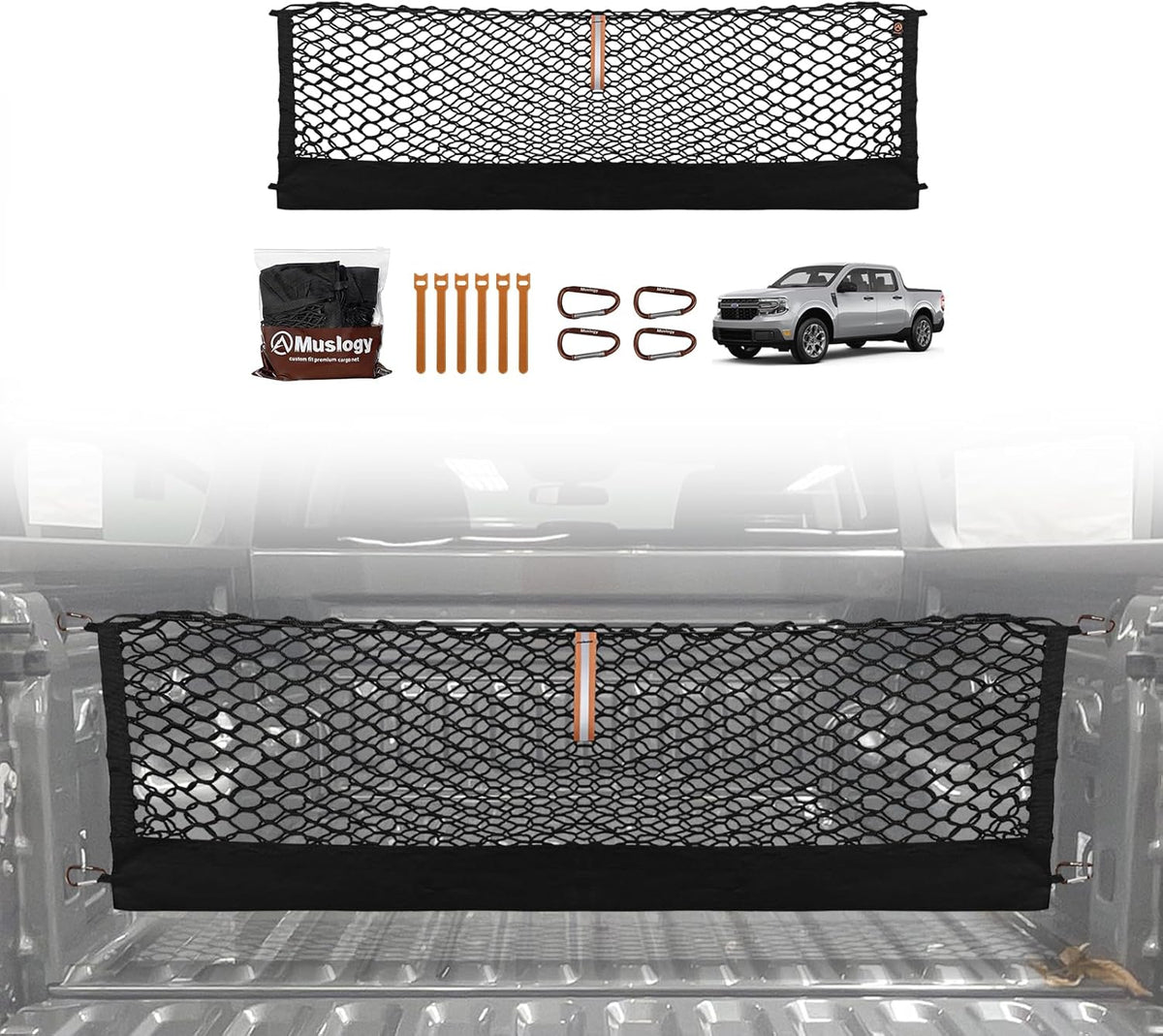 Muslogy Truck Bed Cargo Net Trunk Netting Compatible with 2023-2025 2026 Honda CR-V Accessories, Pickup Cargo Organizer SUV Sedan Storage Net w/Heavy Duty Carabiners - Colors B