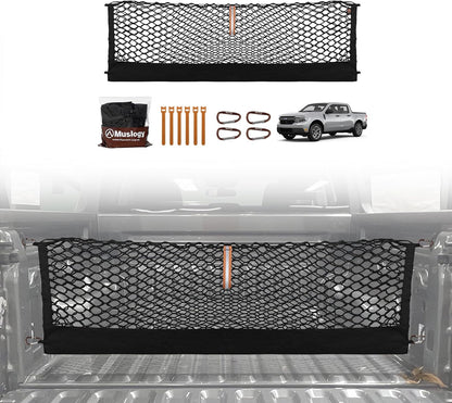 Muslogy Truck Bed Cargo Net Trunk Netting Compatible with 2023-2025 2026 Honda CR-V Accessories, Pickup Cargo Organizer SUV Sedan Storage Net w/Heavy Duty Carabiners - Colors B