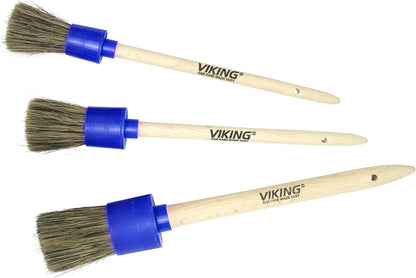 VIKING Car Detailing Brush Set for Car Cleaning Kit, Super-Soft Bristles for Exterior Detail, Includes Small, Medium, and Large Diameter Brush Heads, 3 Pack, Red