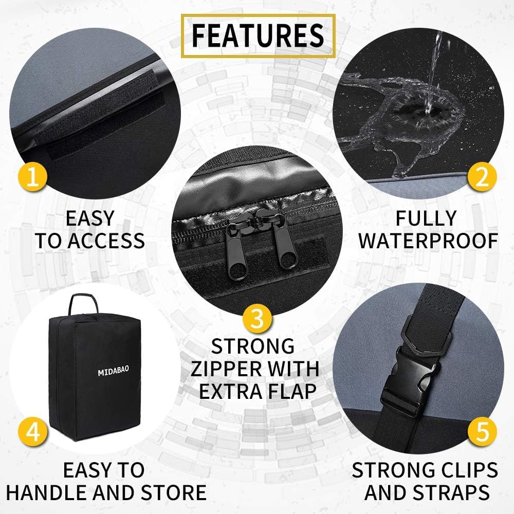 MIDABAO 20 Cubic Waterproof Duty Car Roof Top Carrier-Car Cargo Roof Top Bag, Waterproof & Coated Zippers includes Anti Slip Mat with or without Racks (20 Cubic Feet)