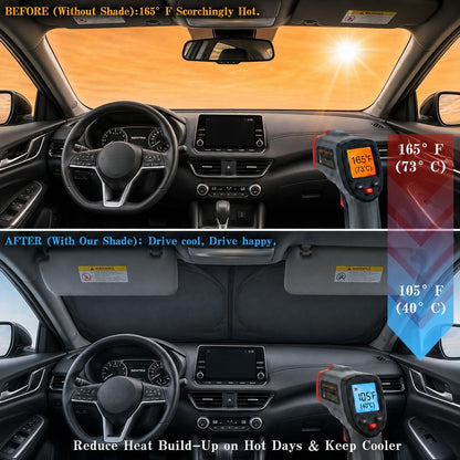 Car Windshield Sun Shade, Funny Cartoon Eyes Sun Visor for Car Windshield Universal Fits Sedan Compact Car Hatchback SUV, UV Heat Protection - 59 x 27.5