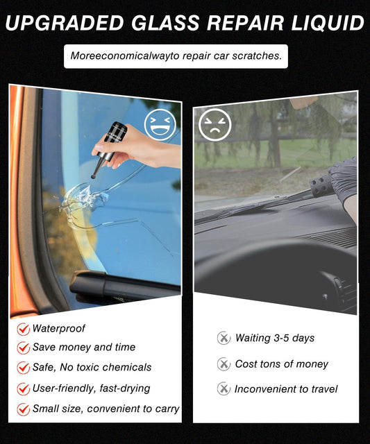 Windshield Repair Kit for Chips and Cracks – Windshield Chip Repair Kit & Windshield Crack Repair Kit – 2 Bottles Glass Repair Liquid for Cracks – DIY Long-Lasting with Invisible Repairs