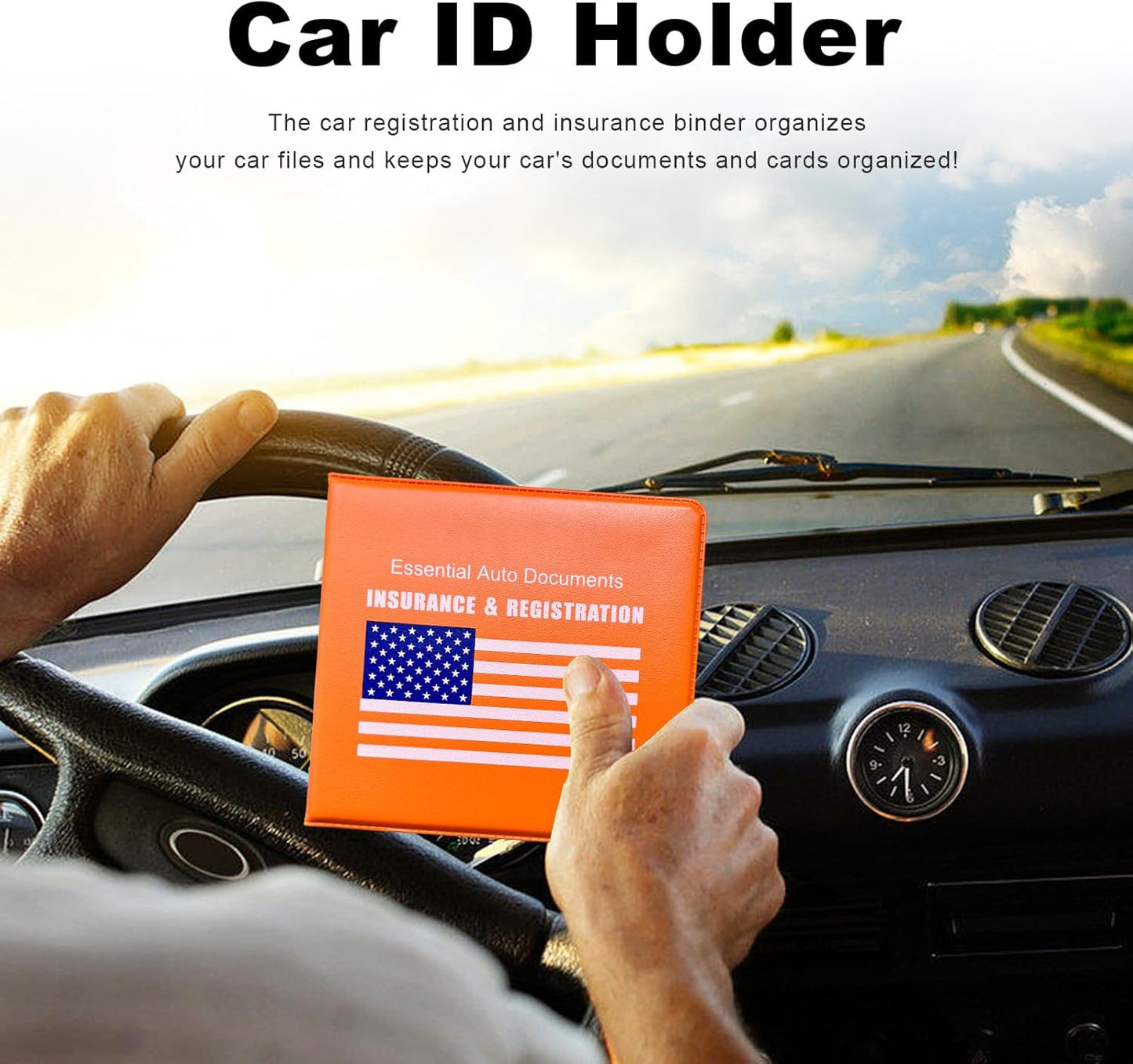Yourkar 4PCS Car Registration Insurance Holder, Vehicle Glove Box Car Organizer with Magic Tape Closure, Driver License Keeper for Cars, Car Accessories (Big Car, Blue