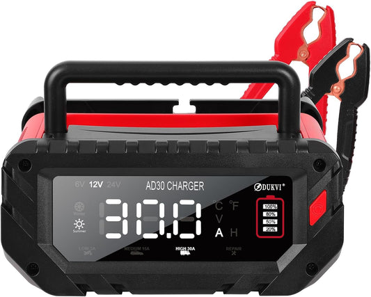 12V 24V Car Battery Charger Heavy Duty, 0-15A Automatic Battery Maintainer, Smart Trickle Charger with Repair & Winter Mode, Auto Shut-Off for AGM, Deep Cycle, Motorcycle, Truck, RV, Marine