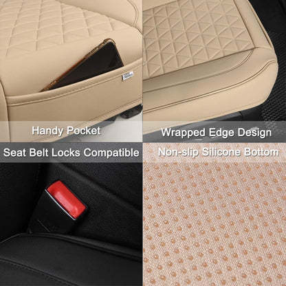 Black Panther Luxury Faux Leather Car Seat Cover Front Bottom Seat Cushion Cover, Anti-Slip and Wrap Around The Bottom, Fits 95% of Vehicles - 1 Piece,Black