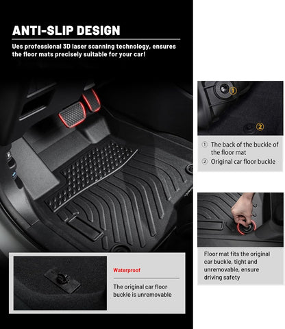 Car Floor Mats Replacement for Honda Civic Sedan & Sedan Si 2012-2015 (Not for Coupe) Heavy Duty Liner Custom Fit All Weather Protection Carpets Coverage Waterproof Durable Odorless