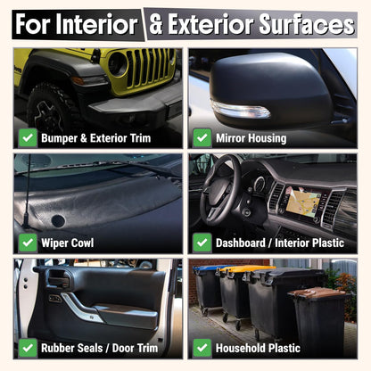 Carfidant Ultimate Trim & Plastic Restorer for Cars - Black Plastic Restorer - Restores Faded and Dull Plastic, Rubber, Vinyl - 8.4 fl oz