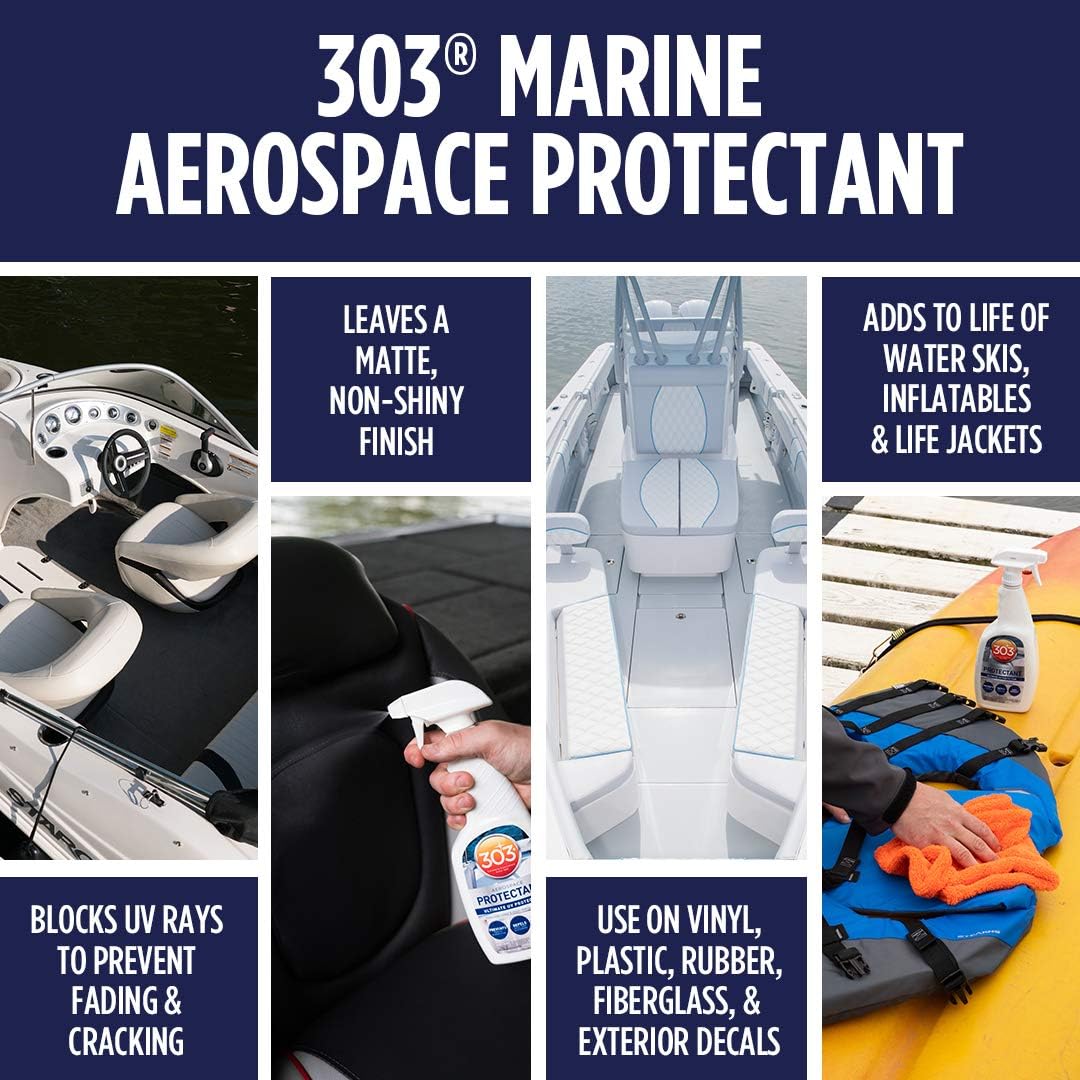 303 Products Marine Aerospace Protectant Spray, UV Protection for Boat Vinyl & Surfaces – Repels Dust, Dirt & Staining, Matte Finish, Restores Like-New Appearance, 32 oz