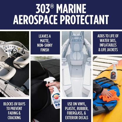 303 Products Marine Aerospace Protectant Spray, UV Protection for Boat Vinyl & Surfaces – Repels Dust, Dirt & Staining, Matte Finish, Restores Like-New Appearance, 32 oz