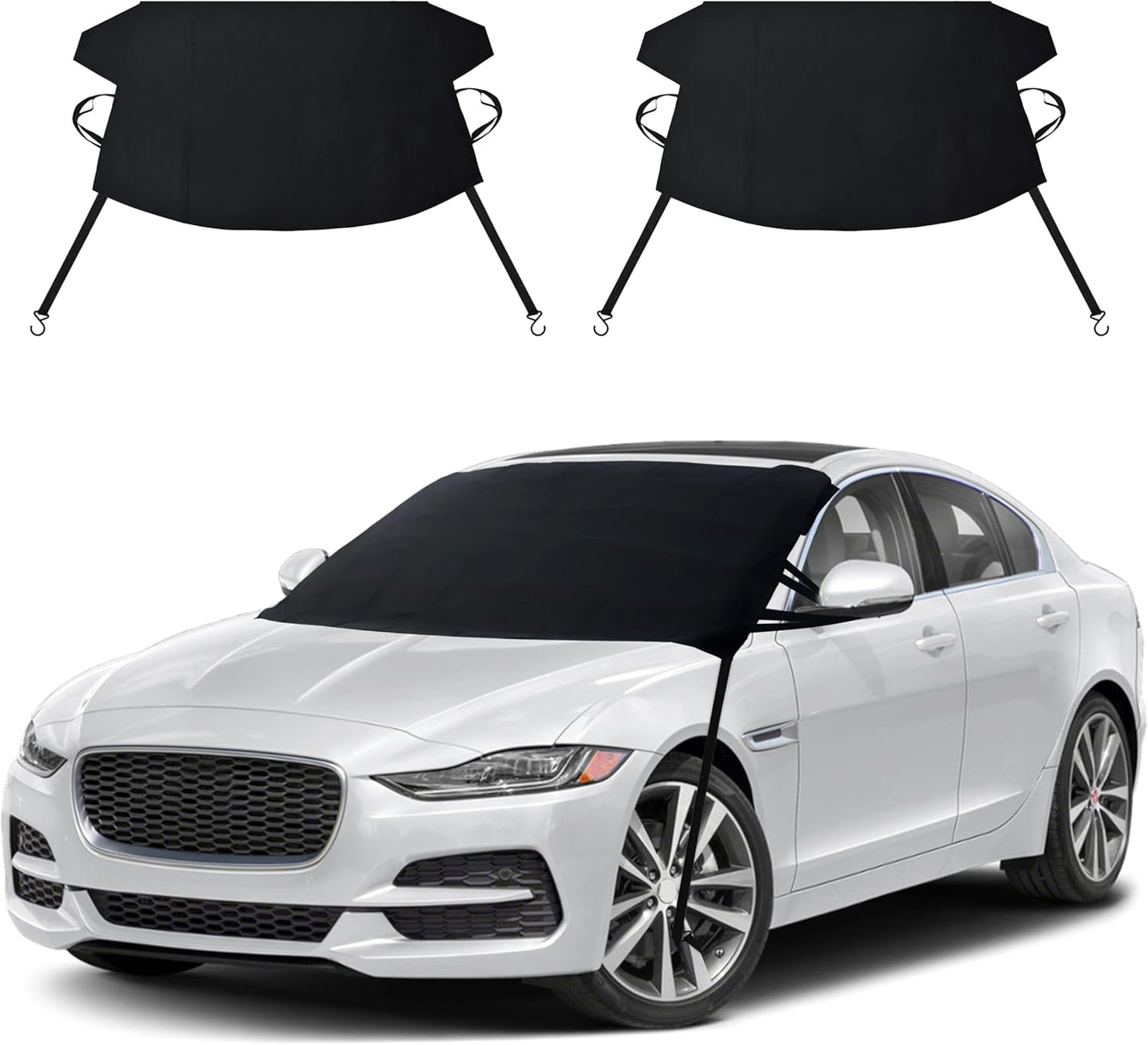 EcoNour Windshield Cover for Ice and Snow - Universal Fit for Car, SUV, Truck, Heavy Duty 600D Oxford Fabric Frost Protector for Ice & Sleet, Includes Anti-Theft Straps, Medium (69"x42")