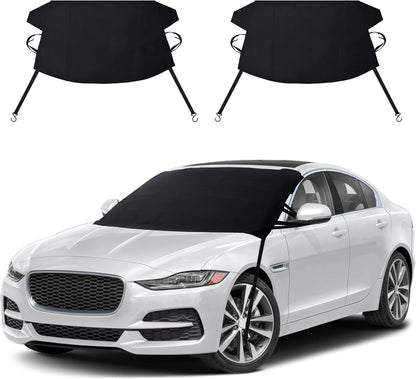 EcoNour Windshield Cover for Ice and Snow - Universal Fit for Car, SUV, Truck, Heavy Duty 600D Oxford Fabric Frost Protector for Ice & Sleet, Includes Anti-Theft Straps, Medium (69"x42")