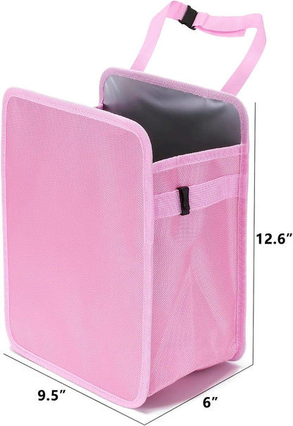Ginsco 3 Gallons Open-Top Car Trash Can, Large Capacity Hanging Leakproof Car Trash Bag with Water-proof PEVA Liner, Stand Trash Bag for Cars Foldable Storage Bag for Cars SUV Truck RV Black