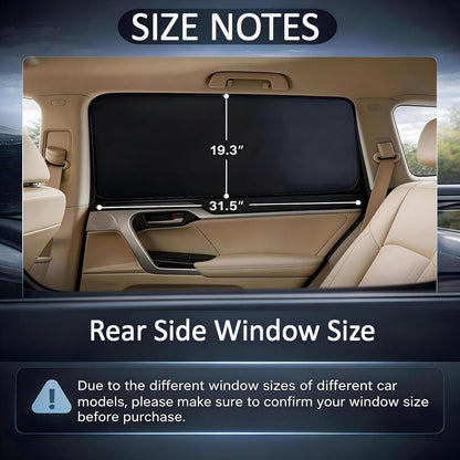 XCBYT Magnetic Car Side Window Shades 4 Pack, 100% Blackout Privacy | Blackout privacy for camping, naps & work. Keeps your car cool. Fits steel frames only, measure first. Handle magnets gently