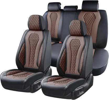 Coverado Seat Covers, Car Seat Covers Full Set, Black Car Seat Cover, Car Seat Covers Front Seats Back Seat Cover, Waterproof Car Seat Cushion, Leather Seat Covers Seat Protector Fit for Most Cars