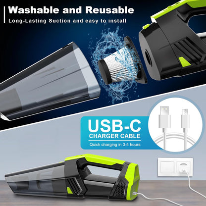 Blestan Handheld Vacuum Cordless Portable Car Vacuum with LED Light, High Power Suction, 3 in 1, Lightweight Rechargeable Hand Vacuum, Hand Held Vacuum Cleaner for Car Home Office, Pet Hair, Black