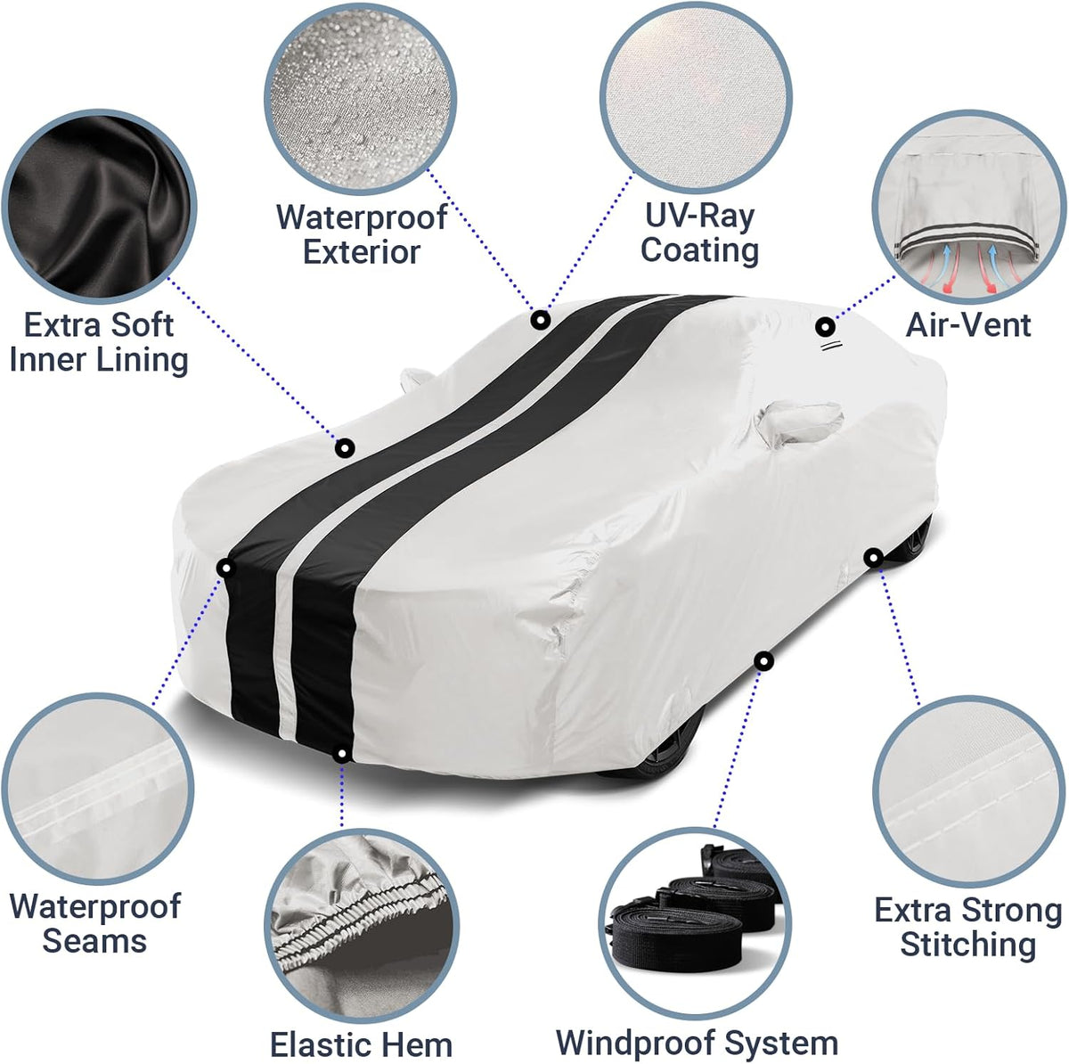 iCarCover Premium Car Cover for 1990-2017 Lexu s LS400, LS430, LS460 Heavy Duty Waterproof All-Weather Automobiles Custom Fit Indoor Outdoor UV Snow Protection Covers with Straps and Bag - Colors A