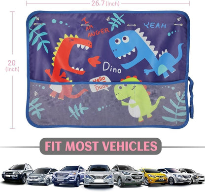 Car Sun Shade Side Window, 2 Pcs Blackout Car Window Shade for Baby Privacy with Storage Net Pockets Auto Curtains 7 Suction Cups for Heat/UV Protection Sun Block Covers