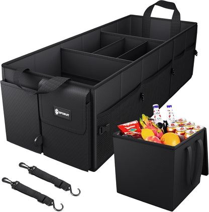 Sposuit Trunk Organizer for Car - 70L Collapsible Car Storage with 11 Pockets & Reinforced Handles, SUV Trunk Organizers for Grocery Cargo(Black)