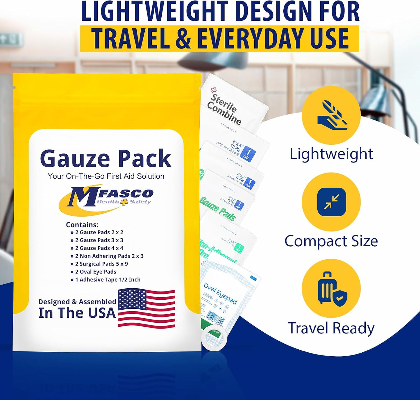 MFASCO - 7 in 1 - Travel Size Medicine Kit - TSA Approved | 28 First Aid Emergency OTC Medicine Packets for Cruise & International Travel | Compact Med Refill for Traveling & Office Assembled in USA
