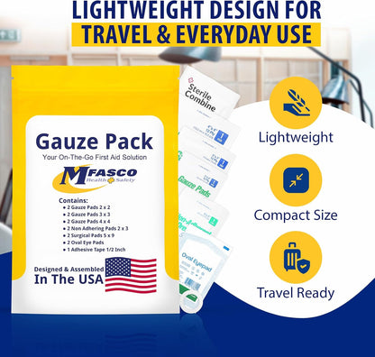 MFASCO - 7 in 1 - Travel Size Medicine Kit - TSA Approved | 28 First Aid Emergency OTC Medicine Packets for Cruise & International Travel | Compact Med Refill for Traveling & Office Assembled in USA