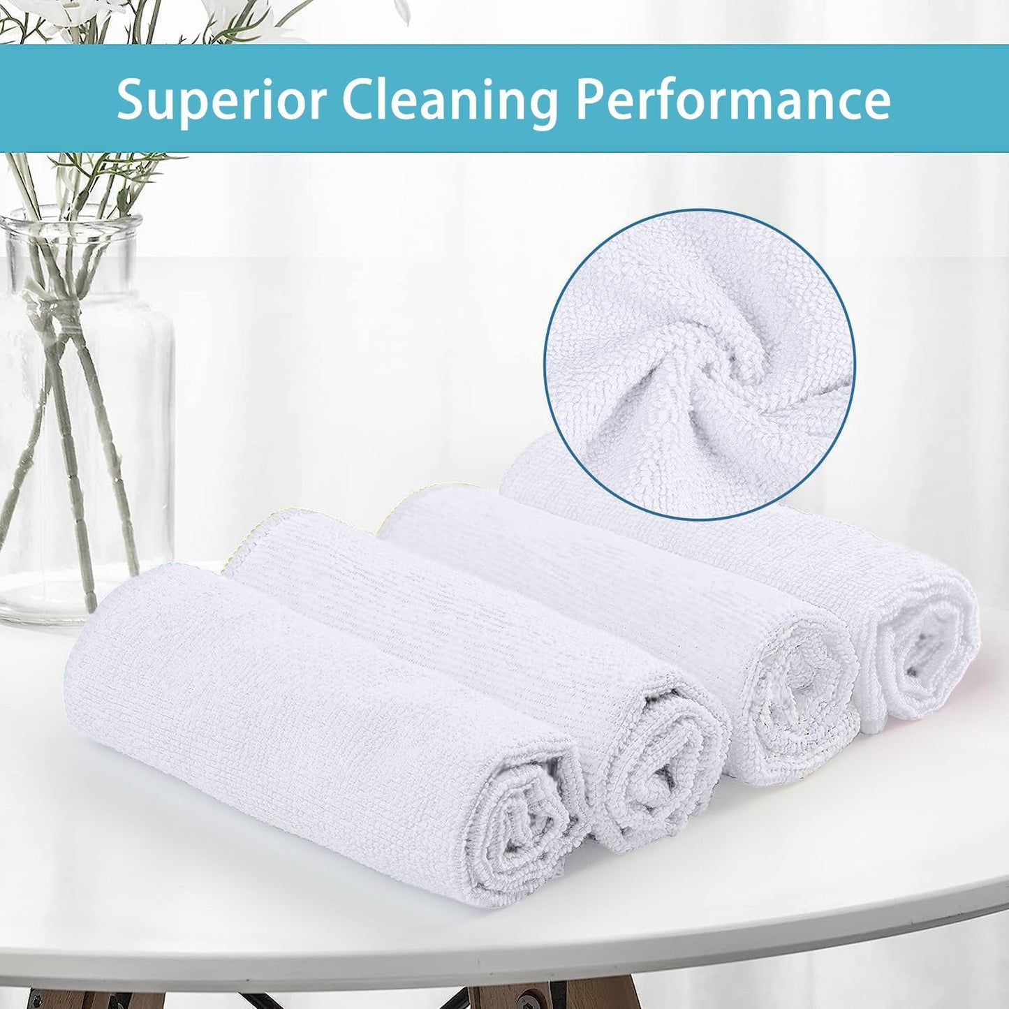 HOMEXCEL Microfiber Cleaning Cloth 210GSM, Pack of 12, Size:11.5" x 11.5", Ultra-Soft, High-Density Non-Abrasive Cleaning Towels for Cars, Glass, Kitchen, Reusable Rags, Blue/Green/Yellow/Pink