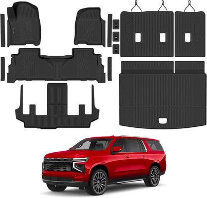 Floor Mats & Cargo Liner & Backrest Mat for 2024 2025 2026 Chevrolet/Chevy Trax All Weather Protection TPE Rubber Full Set Automotive Floor Liners Accessories, Odorless Anti-Slip, Black