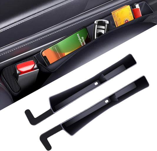 2PCS Car Seat Gap Filler, Anti-Drop Vehicle Console Crevice Blocker with 2 Storage Areas, Seat Side Seam Organizer Plug from Droping, Universal Automotive Interior Accessories(Black)