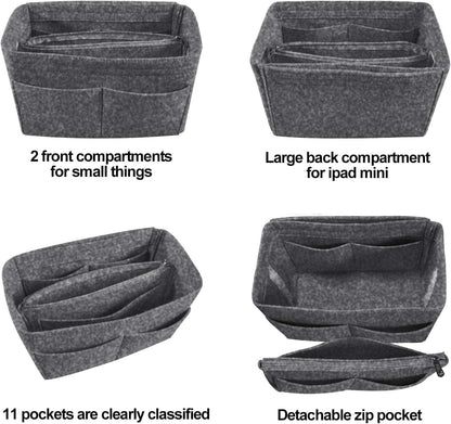 OMYSTYLE Purse Organizer Insert, Felt Tote Bag Organizer Insert with 5 Sizes, Handbag Dividers for Inside Purse, Compatible with Longchamp, Neverful, Speedy and More