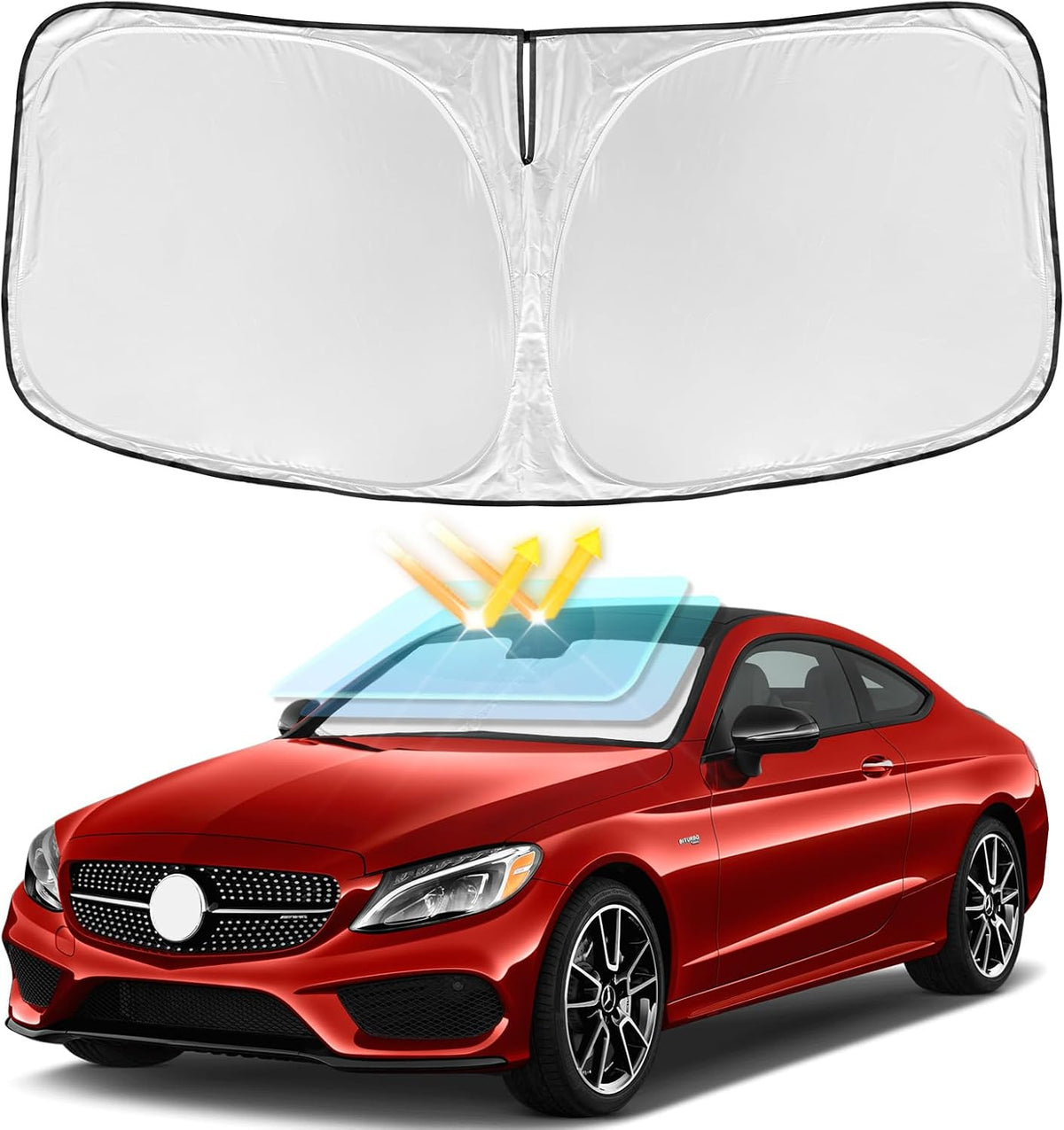 for Toyota Tacoma 2016-2023 2024 2025 2026 Sun Shade Sunshade Windshield Cover - 4 Layers Front Window Shade Custom Fit Tacoma 2Dr 4Dr Pickup Sun Visor 240T Shade Blocks UV Rays Car Accessories - Colors D