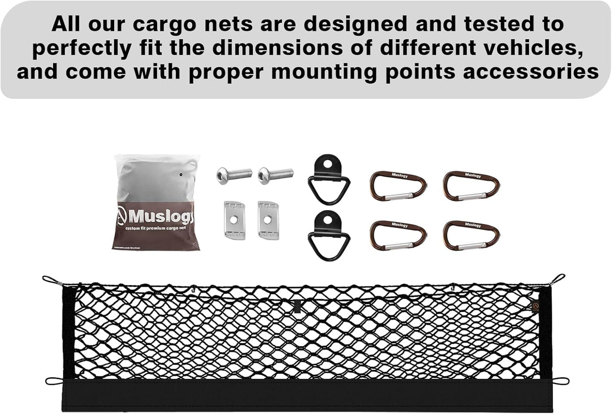 Muslogy Truck Bed Cargo Net Trunk Netting Compatible with 2023-2025 2026 Honda CR-V Accessories, Pickup Cargo Organizer SUV Sedan Storage Net w/Heavy Duty Carabiners - Colors A