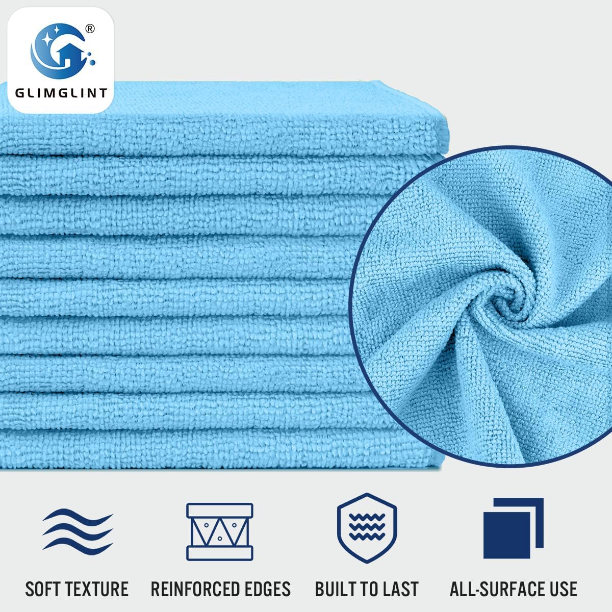GLIMGLINT Black Microfiber Cleaning Cloth,150PK Reusable Cleaning Rags,Highly Absorbent Shop Rags Bulk,All-Purpose Car Cleaning Towels for TV Screen, Kitchen, Bathroom, Restaurant, Garage, 14"X12"