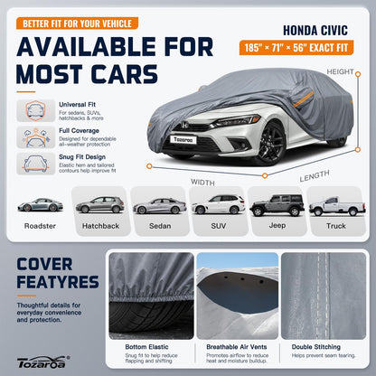SUV Cover Waterproof All-Weather,Outdoor Full Exterior Automobiles SUV(Length 182-190 inch) with Windshield Sun Shade Universal Fit Toyota RAV4,CRV,Model Y,Q5,Size S2 (See SizeChart)