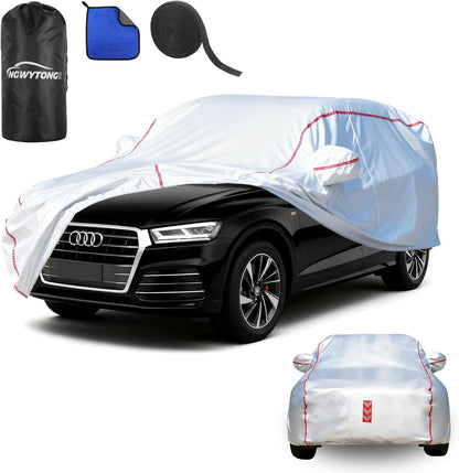 Car Cover for Sedan, Waterproof All Weather Heavy Duty, 360° Underbody Wrap Windproof Design, Quick Install Outdoor Vehicle Cover, Fits 186-193 in