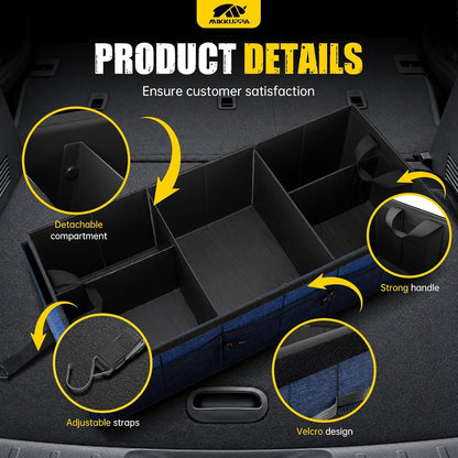 MIKKUPPA Car Trunk Organizer - 65L Collapsible Trunk Organizer with Lid, Sturdy Car Storage for SUV Auto Truck Van with Adjustable Straps and Non Slip Bottom (Black)