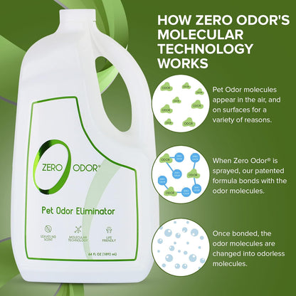 Zero Odor Pet Odor Eliminator, Air and Surface Odor Remover for Carpet, Furniture, and Pet Beds, Trigger Spray, 16 fl oz