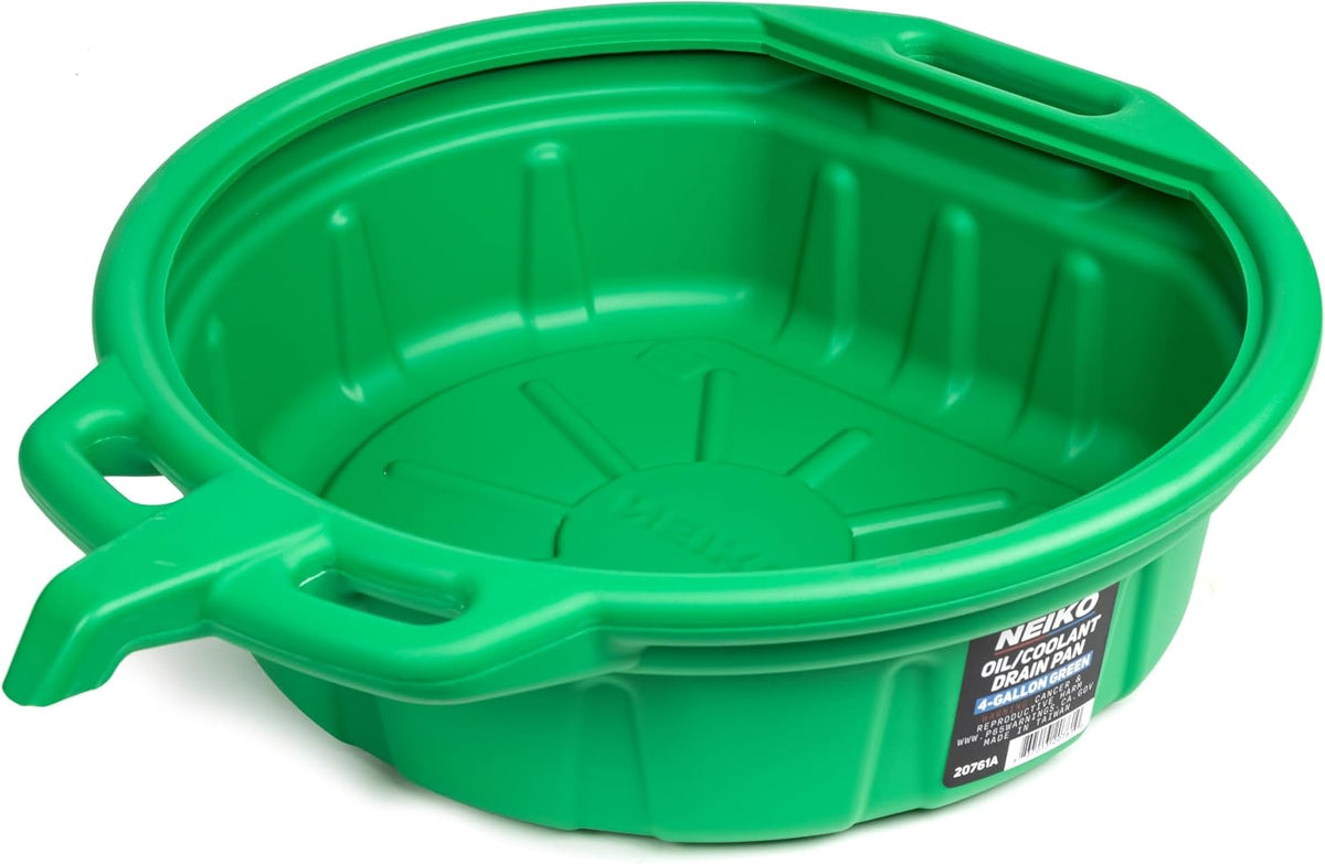 NEIKO 20760A 4 Gallon (16L) Anti-Splash Drain Container with Pour Spout, Black Plastic Drip Catcher for Fluid Changes