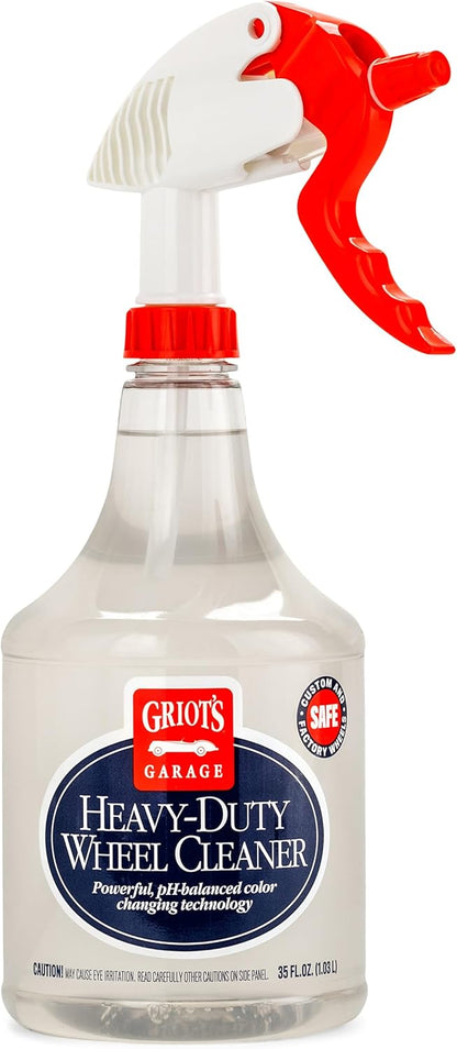 Griot's Garage Heavy-Duty Wheel Cleaner for All Wheel Finishes, Breaks Down and Removes Stubborn Brake Dust and Grime, PH Balanced, Non-Acidic, 11026, 35oz