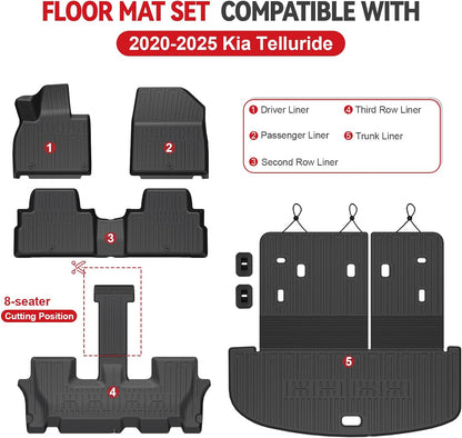 Floor Mats for Kia K5 2021-2026/Hyundai Sonata Gas 2020-2026, All Weather Floor Mats Trunk Cargo Liner Accessories, Full Coverage Set (Fit FWD Models)