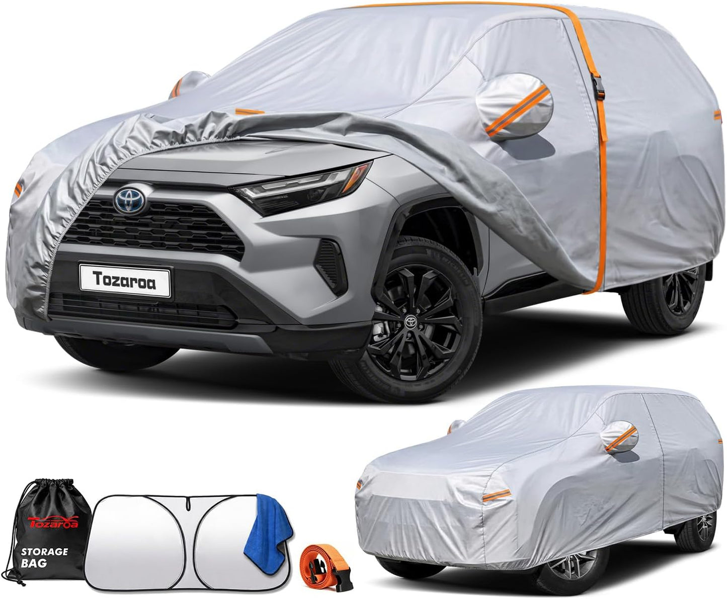 Car Cover Waterproof All-Weather,Heavy-Duty Outdoor Full Exterior Automobiles Sedan/Coupe (Length 186-193 inch) with Windshield Sun Shade Universal Fit Toyota Camry, Tesla Model 3, Accord etc