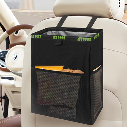 Homelove Car Trash Can, Leak-Proof Waterproof Trash Bin Collapsible Portable Auto Garbage Bag Large Capacity Trashcan Storage Bag Multipurpose Car Organizer Hanging (Black)