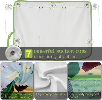Car Sun Shade Side Window, 2 Pcs Blackout Car Window Shade for Baby Privacy with Storage Net Pockets Auto Curtains 7 Suction Cups for Heat/UV Protection Sun Block Covers