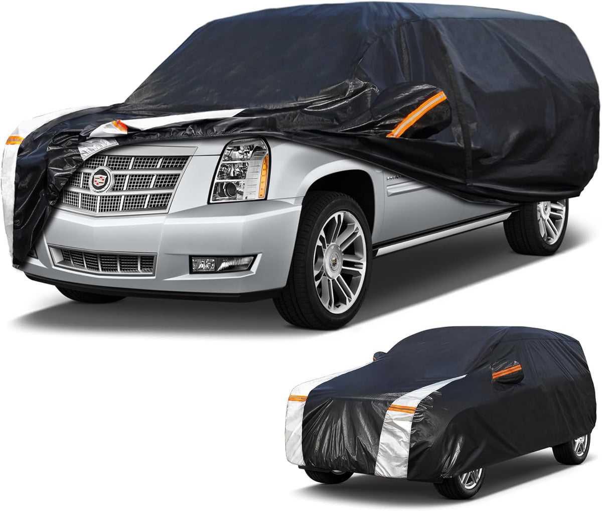 Large SUV Car Cover for Chevy Suburban 100% Waterproof All Weather, Heavy Duty Outdoor Full Exterior Covers Rain Sun Wind UV Protection. - Colors B