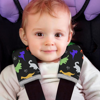 Seat Belt Cover Pad for Baby, Soft Seatbelt Cushion Covers for Kids 2Pcs Car Seat Strap Shoulder Pads for All Car Seats, Stroller, High Chair,Blue Dinosaur