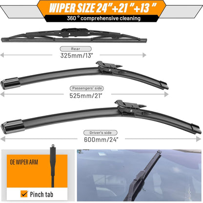 AUTOBOO 3-Pack Windshield Wiper Blades for Subaru Outback 2020-2025, Original Equipment Replacement 26"+18" Front and 16" Rear, All-Weather Performance, Easy One-Click Install