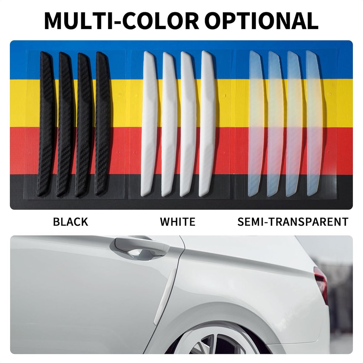 6 Inch 4Pcs 3D Carbon Fiber Texture Car Door Edge Protector Trim Strip Anti-Scratch and Anti-Collision Side Door Protectors Vehicle Exterior Accessories Sticker Black