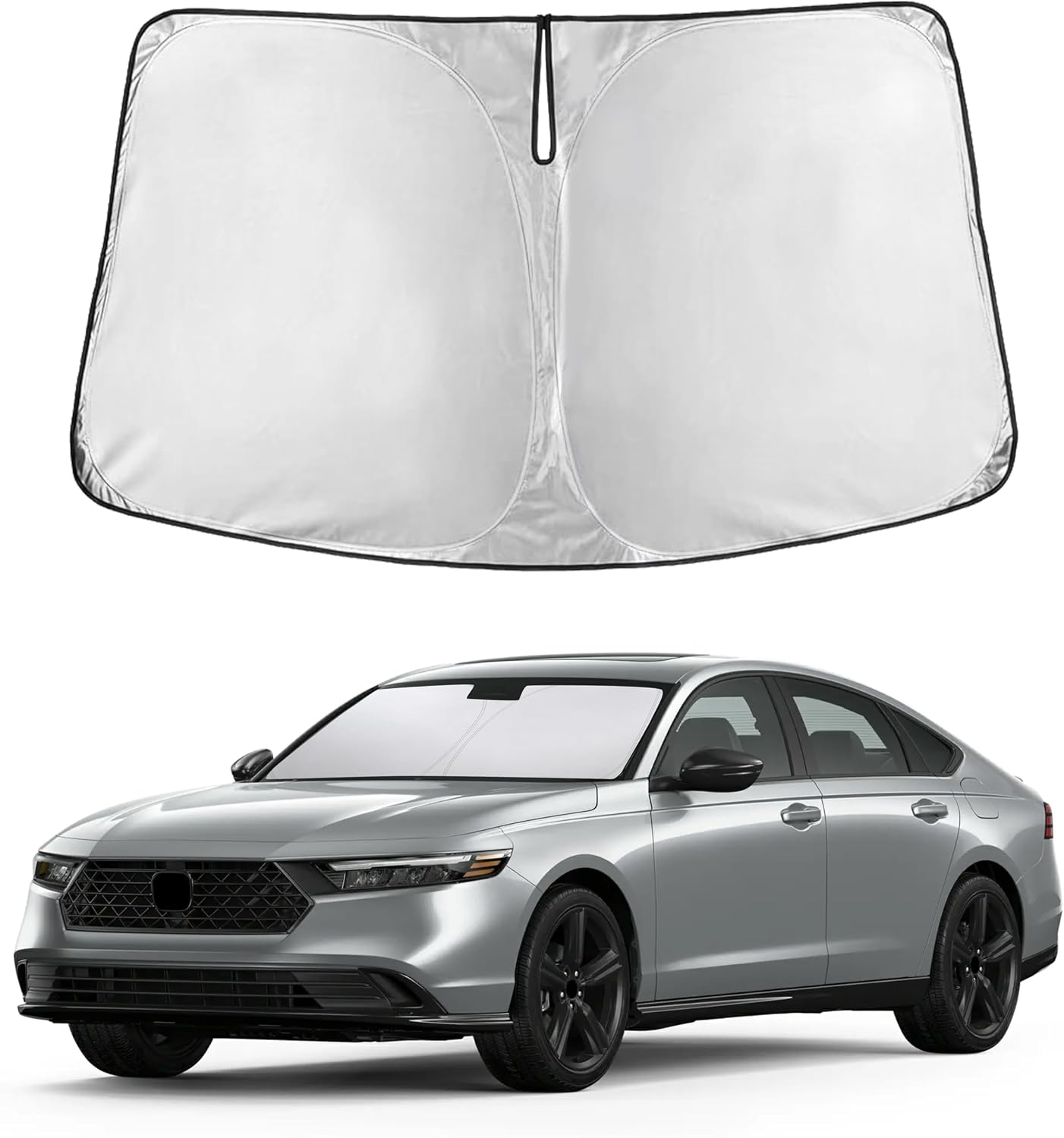 EcoNour Car Windshield Sun Shade | 2025 Upgraded Innovative No-Light-Pass Technology for Maximum Coverage | Foldable Sun Shade Keeps Your Vehicle Cool | Must-Have Car Accessories | Small (59" x 29") - Colors C